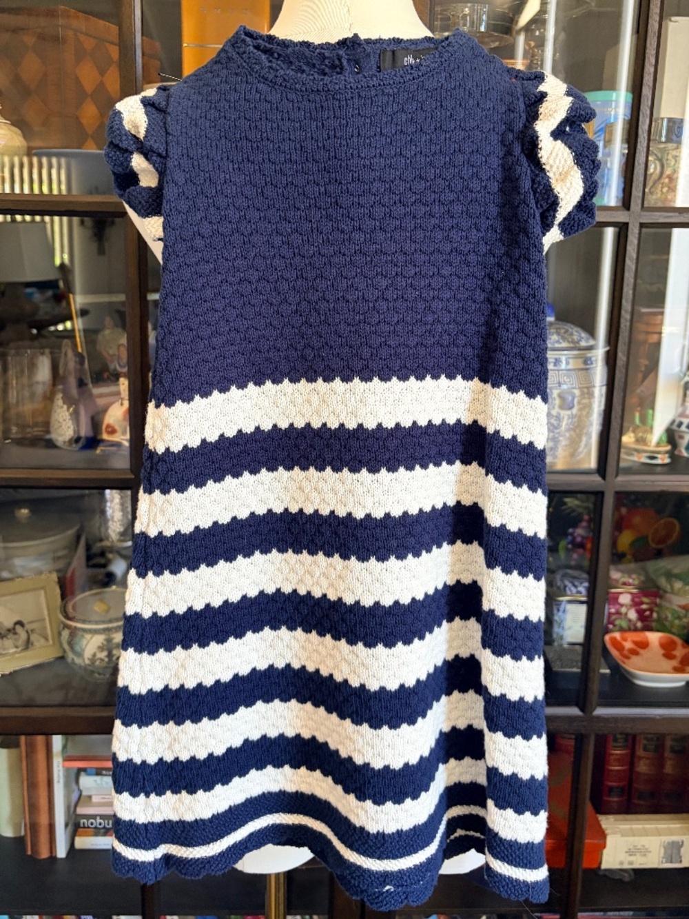 Chloe + Jasmine , knitting navy and white stripe dress 7